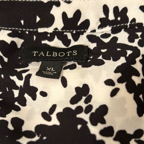 Talbots Black and White Floral Blouse - Picture 5 of 7